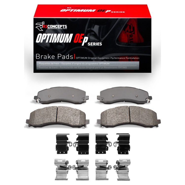 Optimum OE Brake Pads & Hardware Kit, Fits Select Mopar, Position: Rear