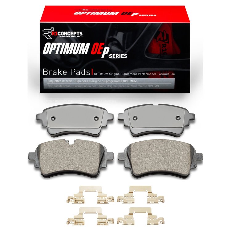 Optimum OE Brake Pads & Hardware Kit, Fits Select Audi/Porsche/Volkswagen, Position: Rear