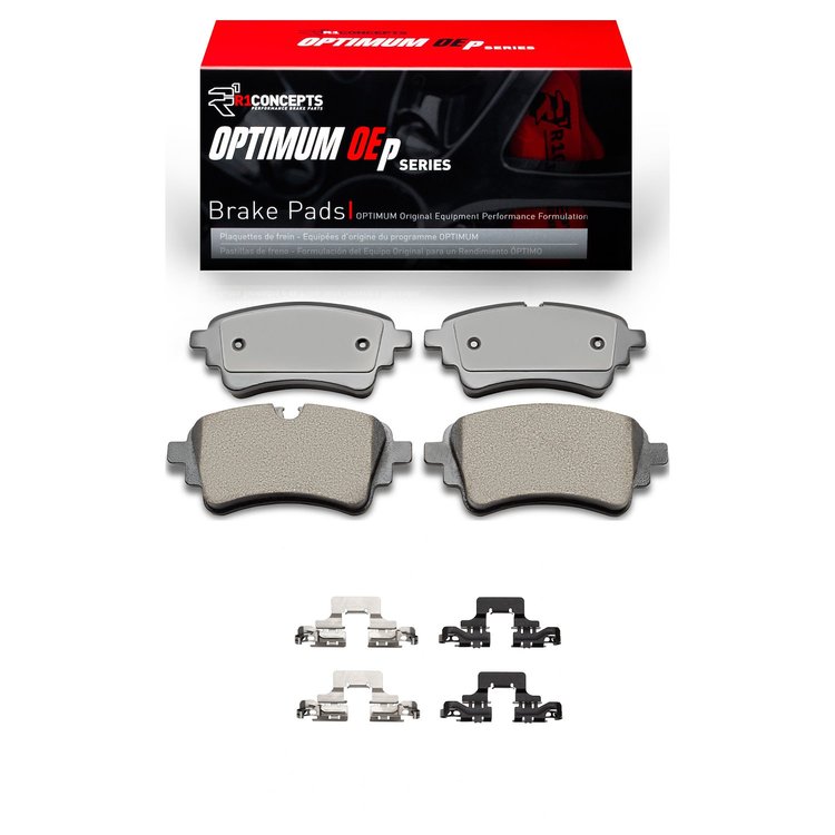 Optimum OE Brake Pads & Hardware Kit, Fits Select Audi/Porsche/Volkswagen, Position: Rear