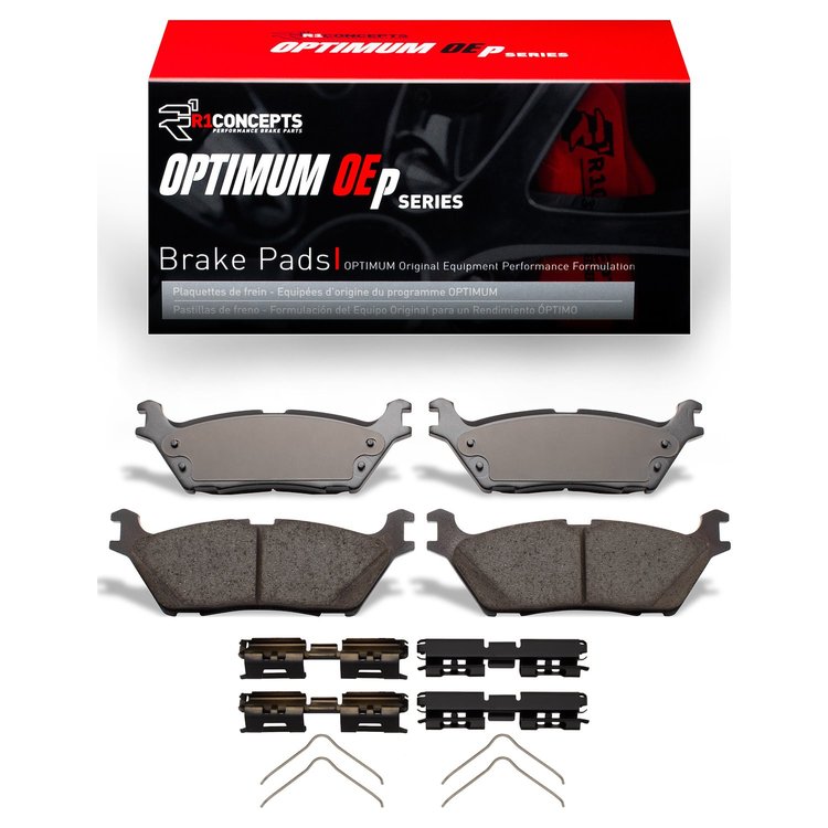 Optimum OE Brake Pads & Hardware Kit, Fits Select Ford/Lincoln/Mercury/Mazda, Position: Rear