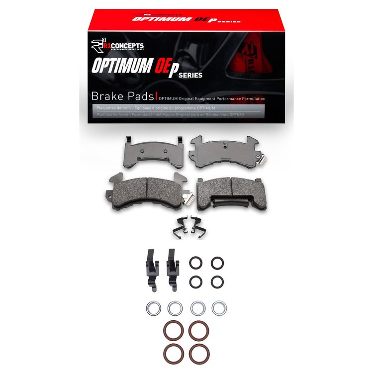 Optimum OE Brake Pads & Hardware Kit, 1998-2003 GM, Position: Front