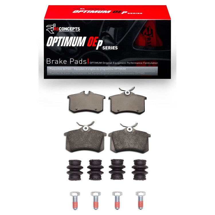 Optimum OE Brake Pads & Hardware Kit, 1997-2006 Audi/Porsche/Volkswagen, Position: Rear