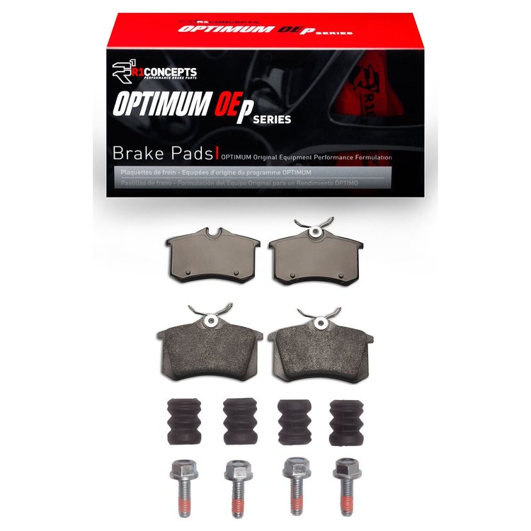 Optimum OE Brake Pads & Hardware Kit, 1985-2013 Audi/Porsche/Volkswagen, Position: Rear