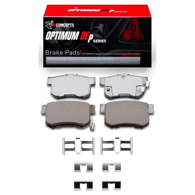 Optimum OE Brake Pads & Hardware Kit, 1995-2011 Acura/Honda, Position: Rear