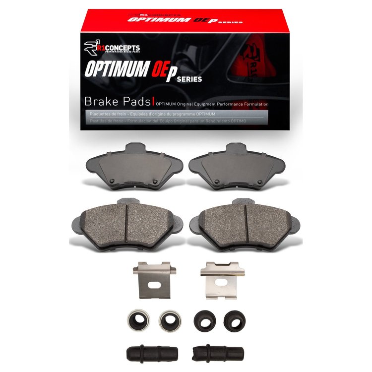 Optimum OE Brake Pads & Hardware Kit, 1994-1998 Ford/Lincoln/Mercury/Mazda, Position: Front
