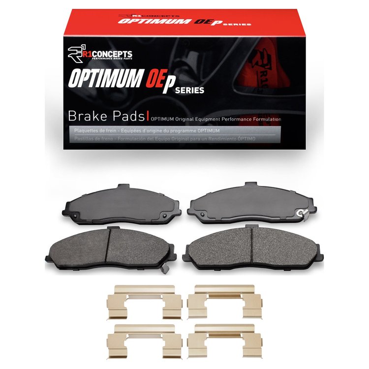 Optimum OE Brake Pads & Hardware Kit, 2004-2009 GM, Position: Front