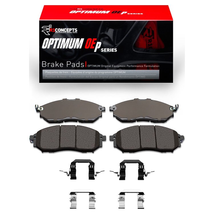 Optimum OE Brake Pads & Hardware Kit, 2005-2013 Infiniti/Nissan, Position: Front
