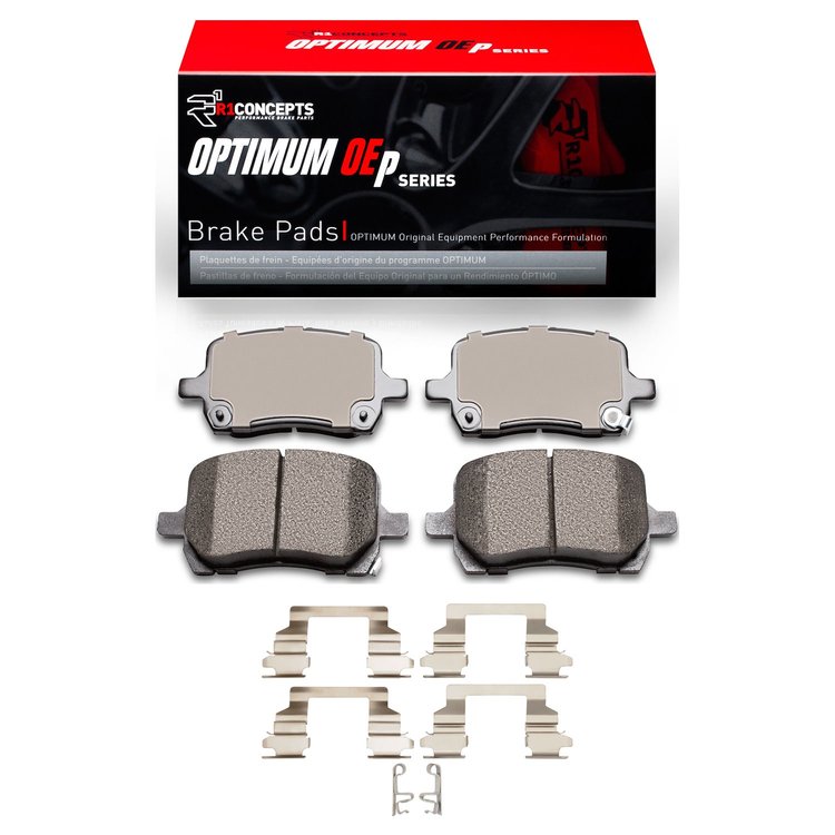 Optimum OE Brake Pads & Hardware Kit, 2004-2012 GM, Position: Front