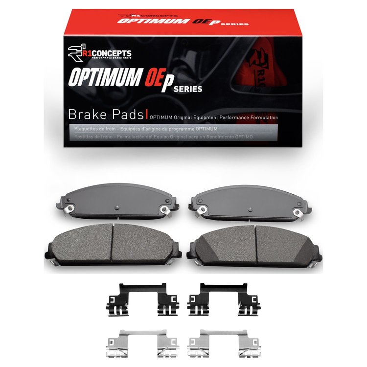Optimum OE Brake Pads & Hardware Kit, 2005-2020 Mopar, Position: Front