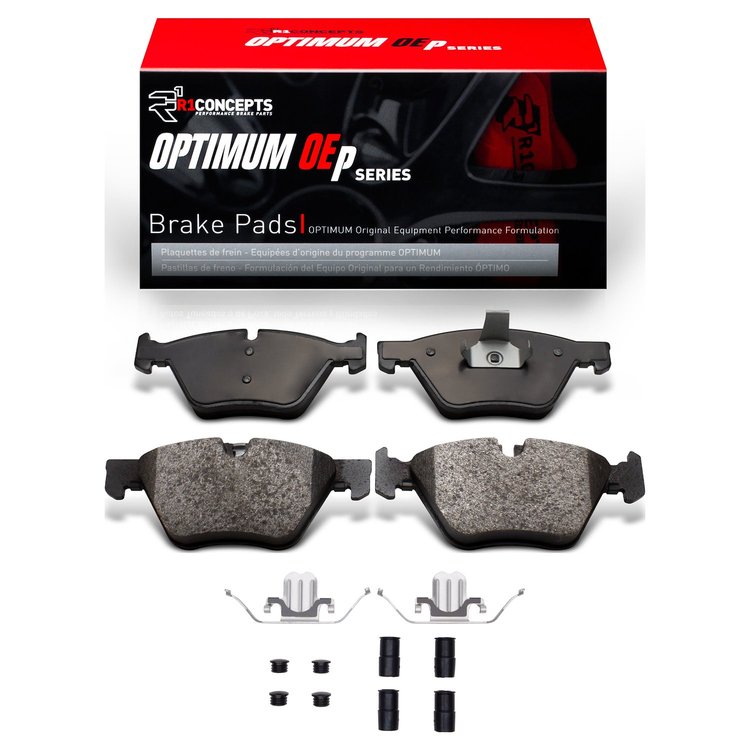 Optimum OE Brake Pads & Hardware Kit, 2006-2010 BMW, Position: Front