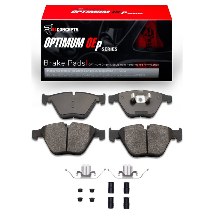 Optimum OE Brake Pads & Hardware Kit, 2008-2015 BMW, Position: Front