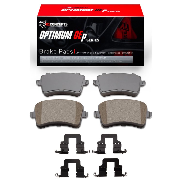 Optimum OE Brake Pads & Hardware Kit, 2012-2017 Audi/Porsche/Volkswagen, Position: Rear