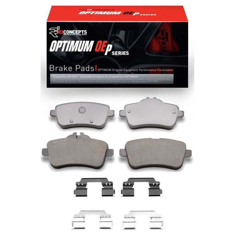 Optimum OE Brake Pads & Hardware Kit, 2012-2019 Mercedes-Benz, Position: Rear