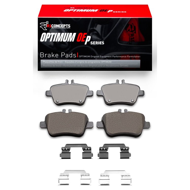 Optimum OE Brake Pads & Hardware Kit, 2014-2015 Mercedes-Benz, Position: Rear
