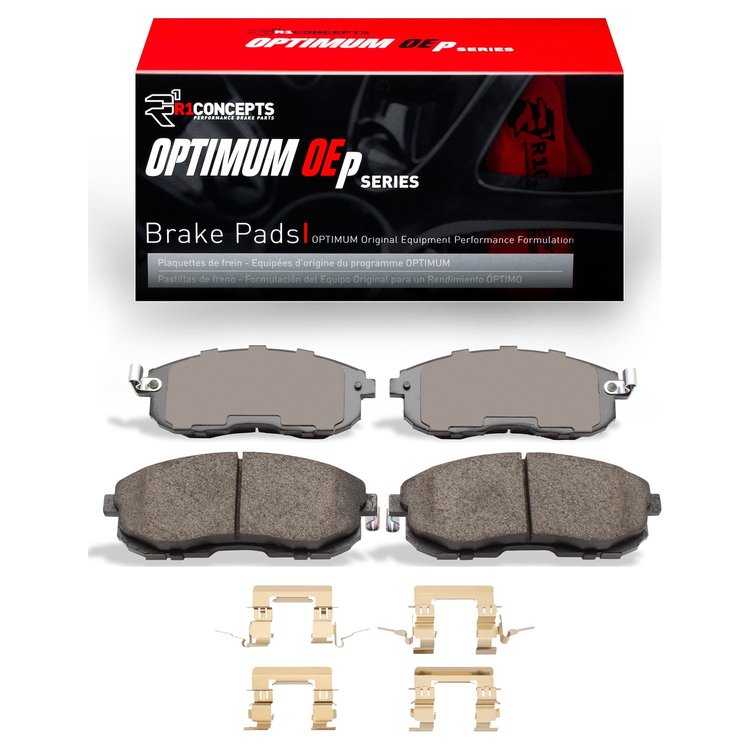 Optimum OE Brake Pads & Hardware Kit, 2007-2019 Infiniti/Nissan, Position: Front