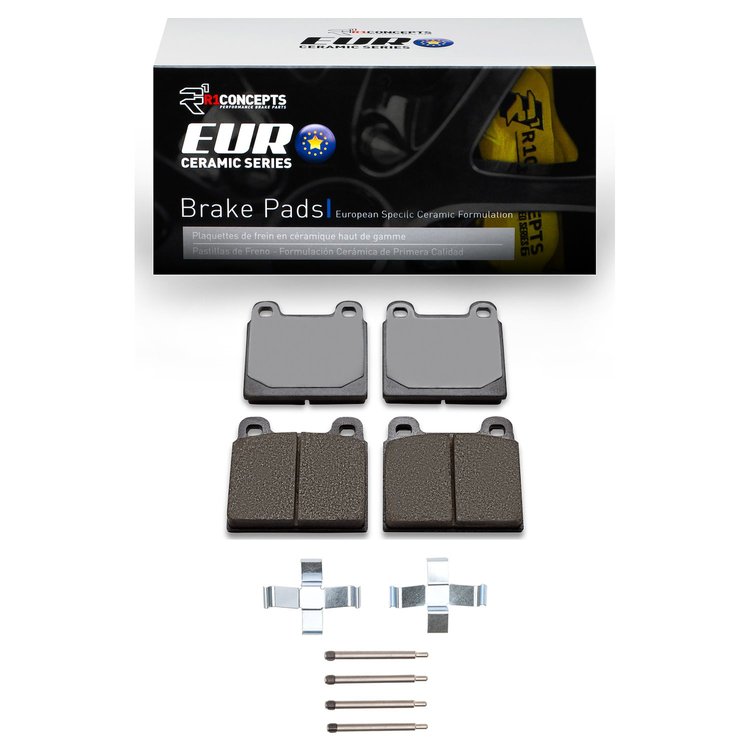 Euro Ceramic Brake Pads & Hardware Kit, 1975-1985 Fits Multiple Makes/Models, Position: Front