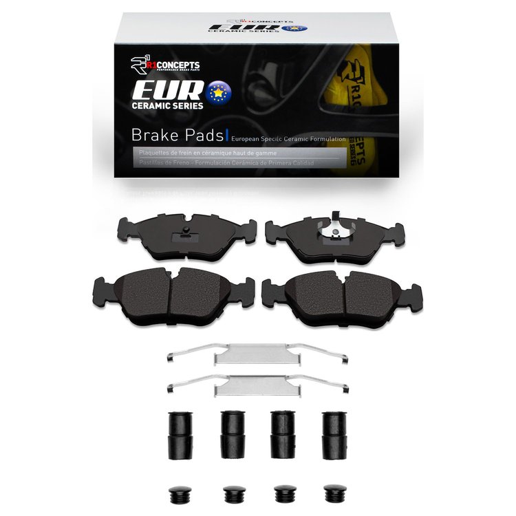 Euro Ceramic Brake Pads & Hardware Kit, 1982-1991 Fits Multiple Makes/Models, Position: Front