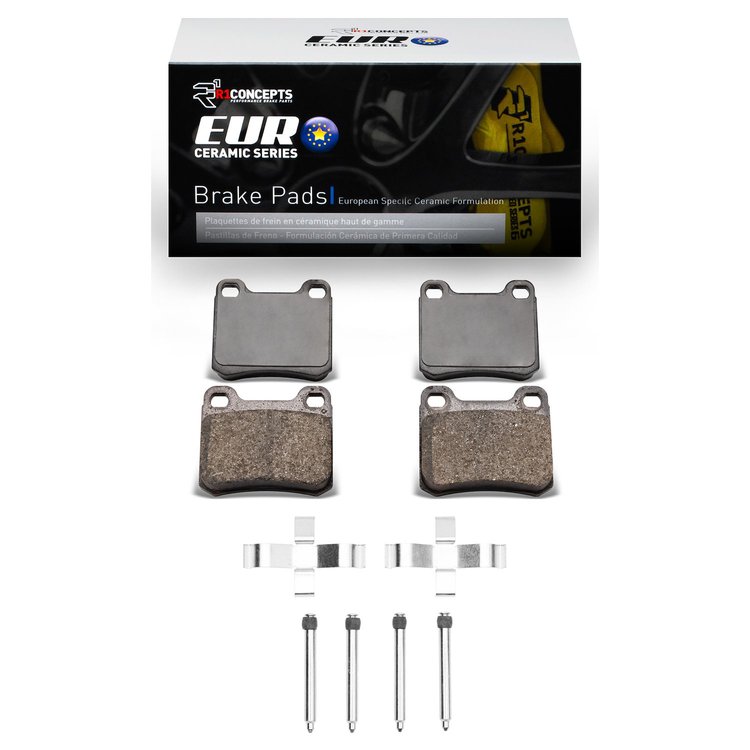Euro Ceramic Brake Pads & Hardware Kit, 1983-1995 Mercedes-Benz, Position: Rear