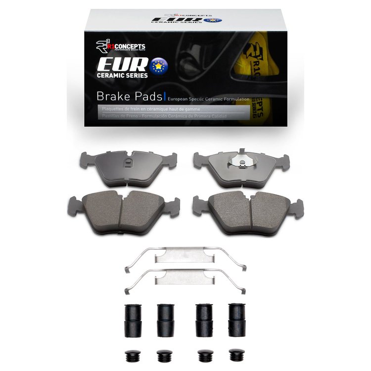 Euro Ceramic Brake Pads & Hardware Kit, 1987-2005 BMW, Position: Front