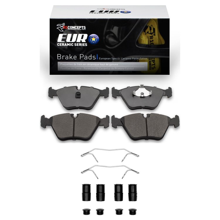 Euro Ceramic Brake Pads & Hardware Kit, 1989-2006 Fits Multiple Makes/Models, Position: Front