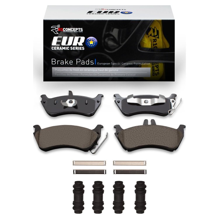 Euro Ceramic Brake Pads & Hardware Kit, 1998-2005 Mercedes-Benz, Position: Rear