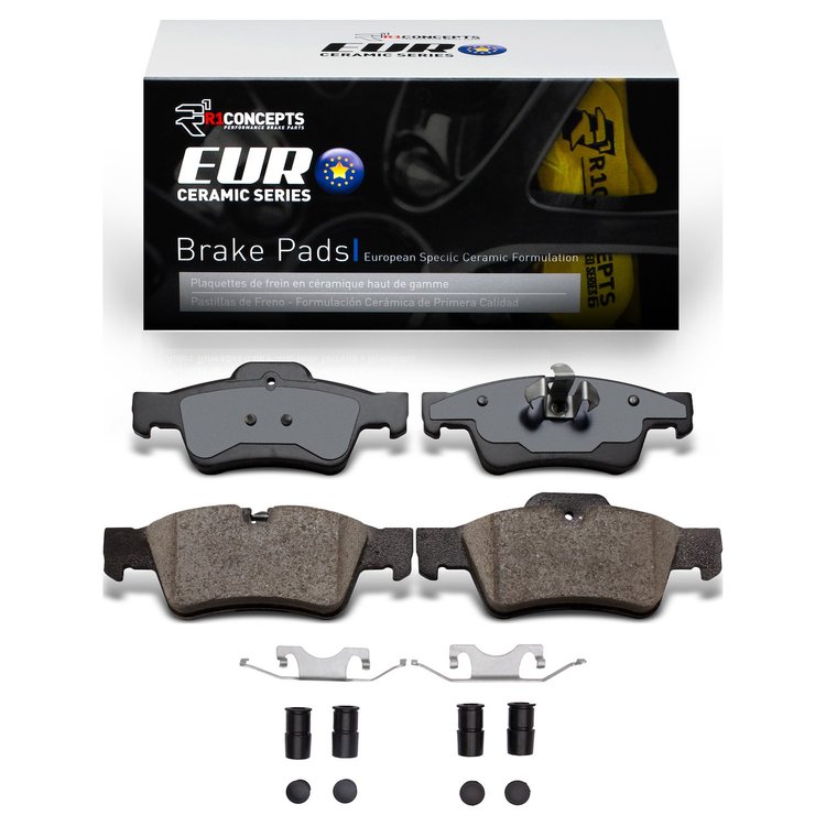 Euro Ceramic Brake Pads & Hardware Kit, 2005-2018 Mercedes-Benz, Position: Rear