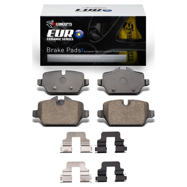 Euro Ceramic Brake Pads & Hardware Kit, 2005-2016 Fits Multiple Makes/Models, Position: Rear