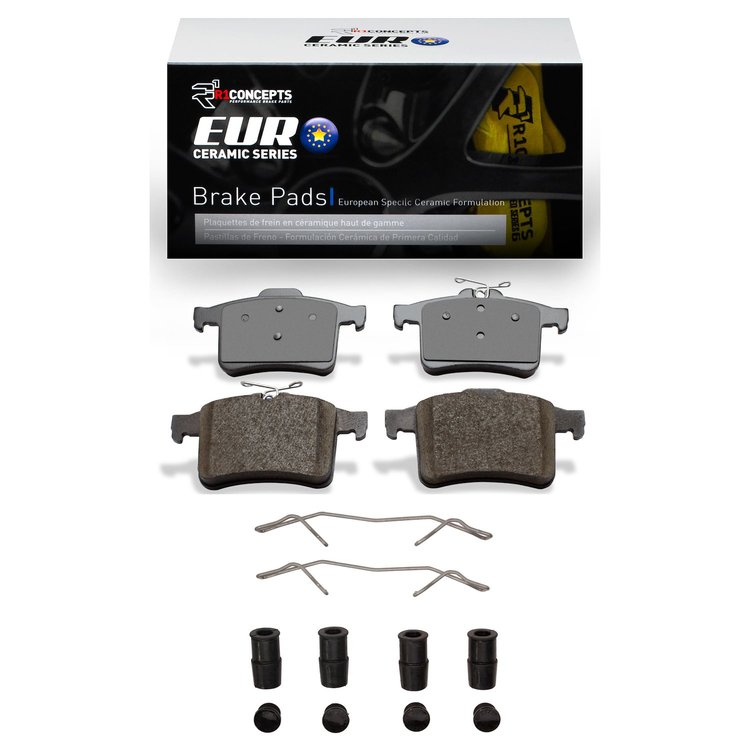 Euro Ceramic Brake Pads & Hardware Kit, 2010-2018 Jaguar, Position: Rear