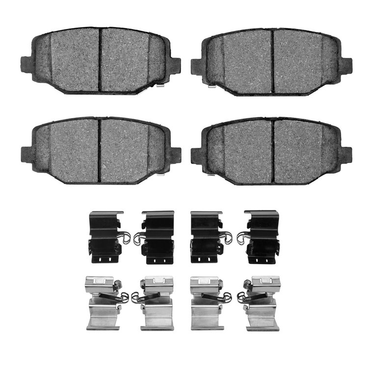 Euro Ceramic Brake Pads & Hardware Kit, 2012-2020 Fits Multiple Makes/Models, Position: Rear