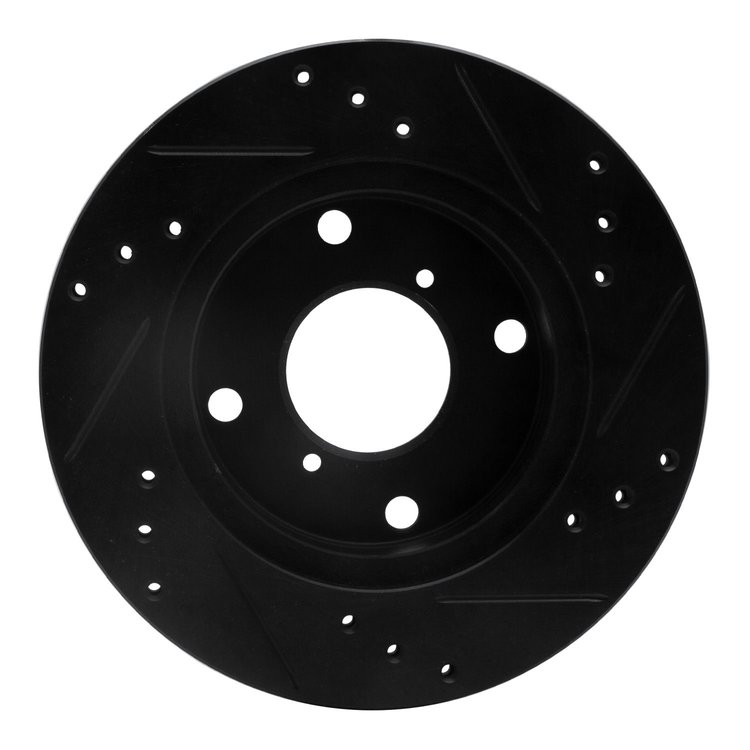 E-Line Drilled & Slotted Black Brake Rotor, 1989-1994 Suzuki, Position: Front Left