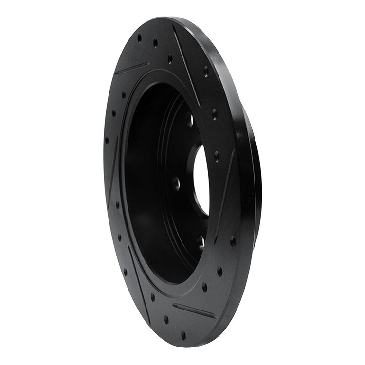 E-Line Drilled & Slotted Black Brake Rotor, 2010-2013 Suzuki, Position: Rear Left