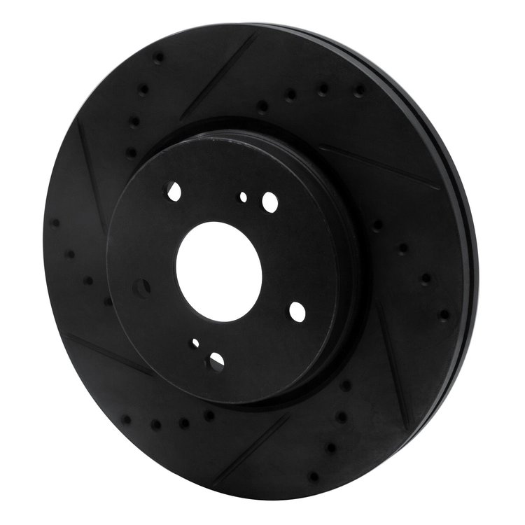 E-Line Drilled & Slotted Black Brake Rotor, 2010-2013 Suzuki, Position: Front Left