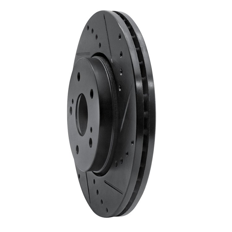 E-Line Drilled & Slotted Black Brake Rotor, 2010-2013 Suzuki, Position: Front Right