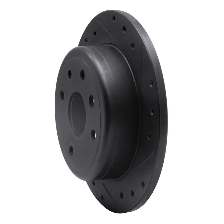 E-Line Drilled & Slotted Black Brake Rotor, 2004-2010 Fits Multiple Makes/Models, Position: Rear Right
