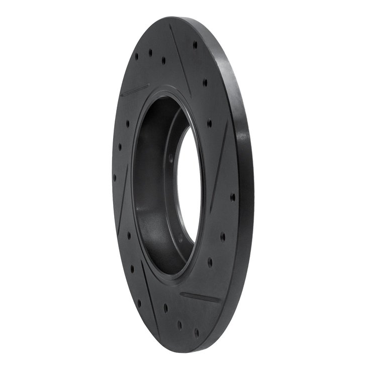 E-Line Drilled & Slotted Black Brake Rotor, 1965-1976 Audi/Porsche/Volkswagen, Position: Front Left
