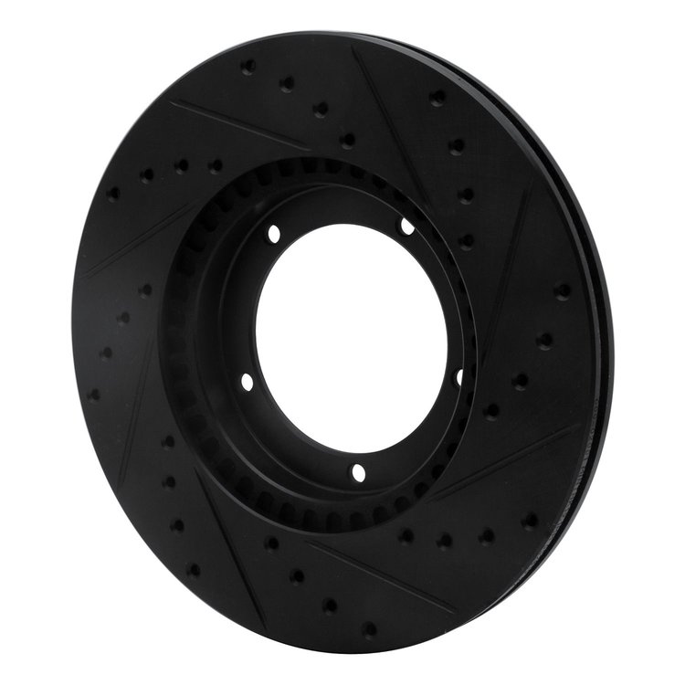 E-Line Drilled & Slotted Black Brake Rotor, 1967-1988 Audi/Porsche/Volkswagen, Position: Front Left