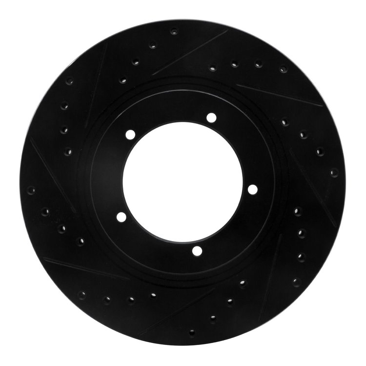 E-Line Drilled & Slotted Black Brake Rotor, 1986-1986 Audi/Porsche/Volkswagen, Position: Front Left