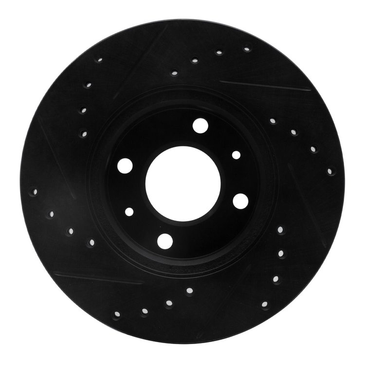 E-Line Drilled & Slotted Black Brake Rotor, 2006-2012 Fits Multiple Makes/Models, Position: Front Right