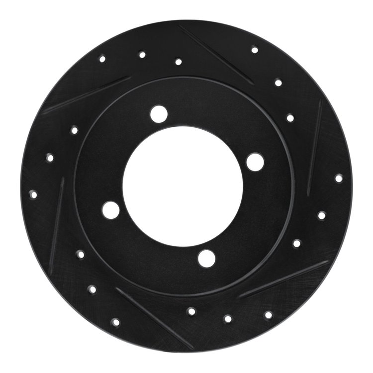 E-Line Drilled & Slotted Black Brake Rotor, 1994-1996 Kia/Hyundai/Genesis, Position: Rear Right