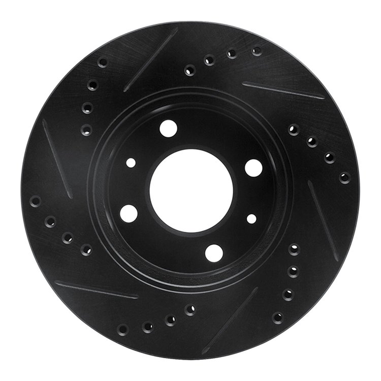 E-Line Drilled & Slotted Black Brake Rotor, 2003-2006 Fits Multiple Makes/Models, Position: Front Right