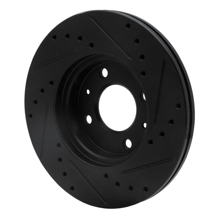 E-Line Drilled & Slotted Black Brake Rotor, 2012-2017 Fits Multiple Makes/Models, Position: Front Left