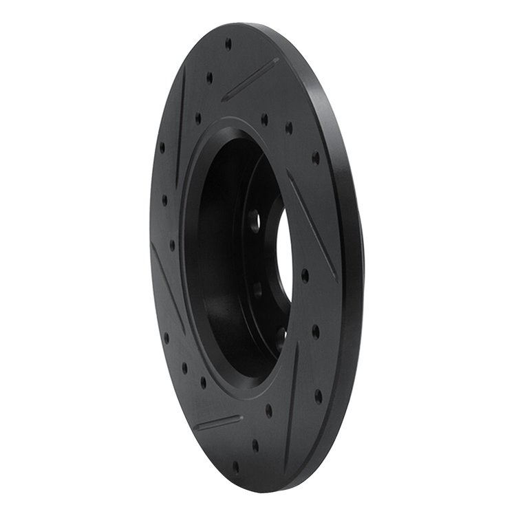E-Line Drilled & Slotted Black Brake Rotor, 2009-2019 Mopar, Position: Rear Right