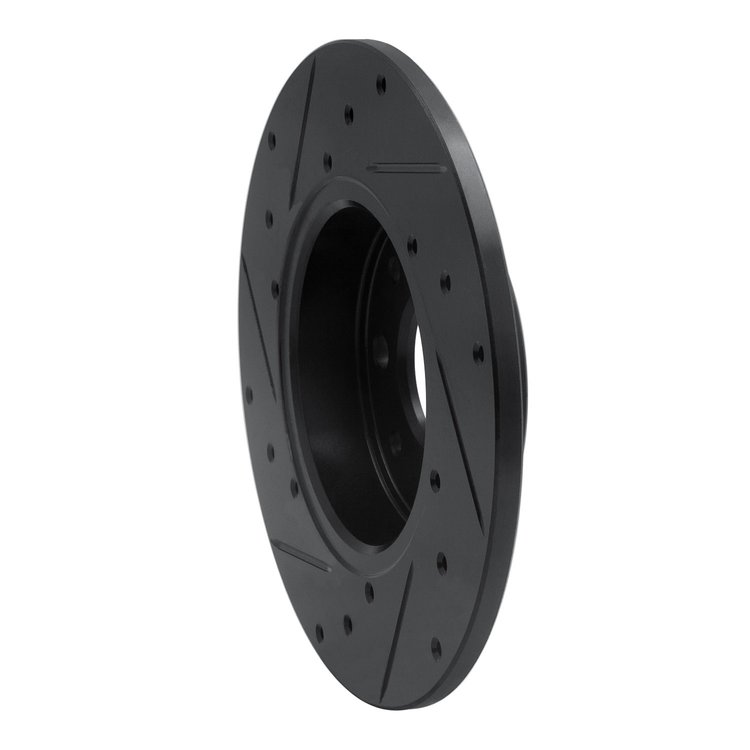 E-Line Drilled & Slotted Black Brake Rotor, 2013-2019 Mopar, Position: Rear Right