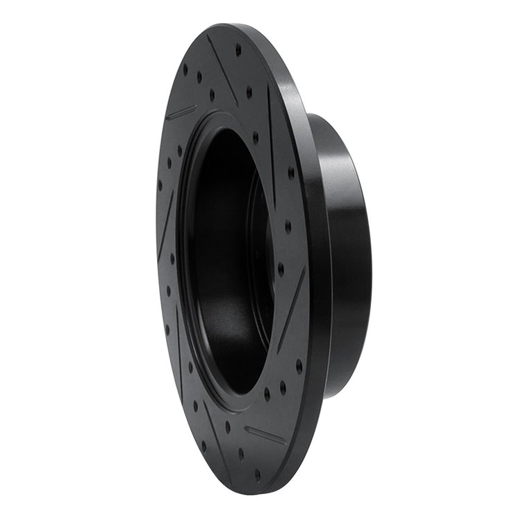 E-Line Drilled & Slotted Black Brake Rotor, 1974-2016 Land Rover, Position: Rear Left