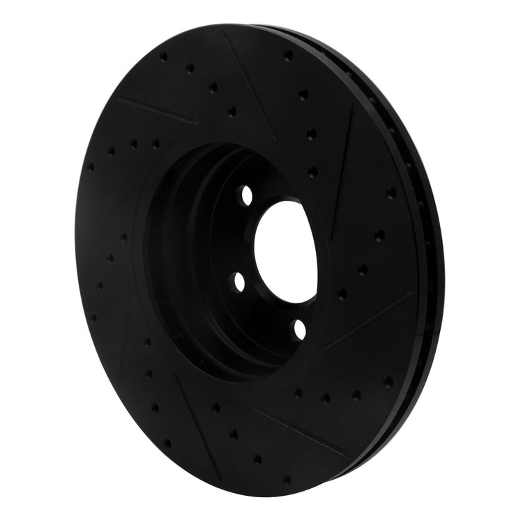 E-Line Drilled & Slotted Black Brake Rotor, 2003-2005 Land Rover, Position: Front Left