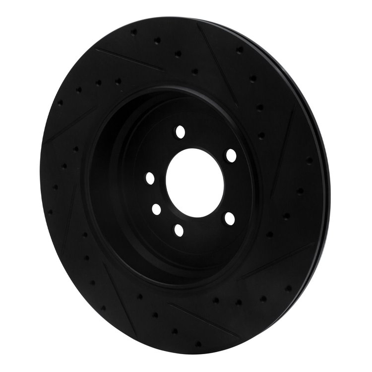 E-Line Drilled & Slotted Black Brake Rotor, 2010-2013 Land Rover, Position: Rear Left