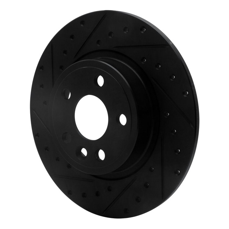 E-Line Drilled & Slotted Black Brake Rotor, 2015-2020 Fits Multiple Makes/Models, Position: Rear Left