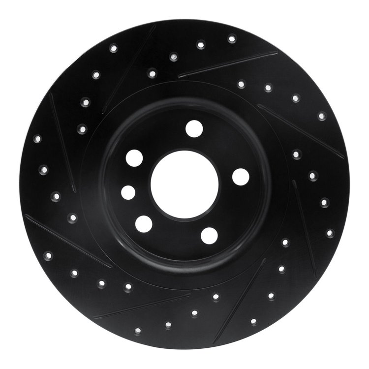 E-Line Drilled & Slotted Black Brake Rotor, 2015-2020 Fits Multiple Makes/Models, Position: Rear Right