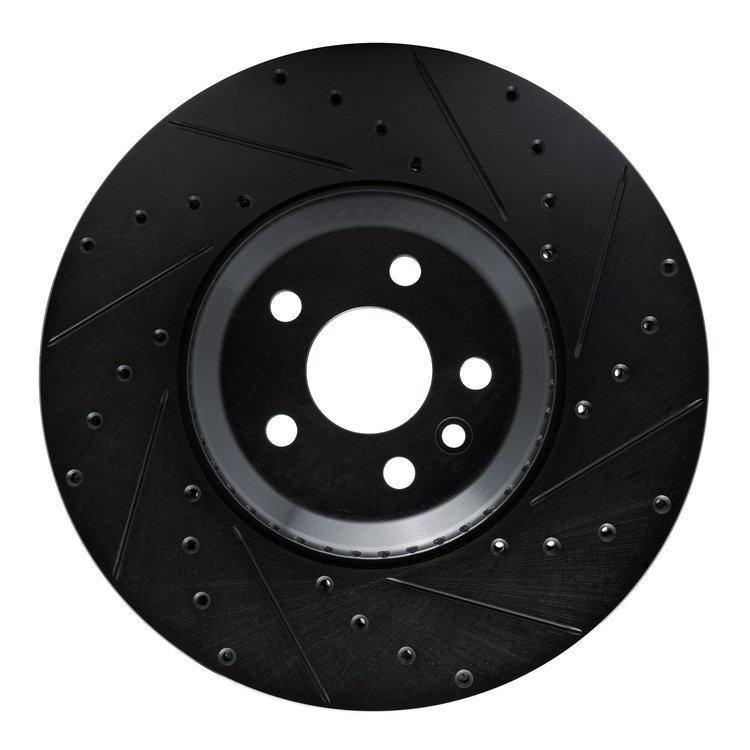 E-Line Drilled & Slotted Black Brake Rotor, Fits Select Fits Multiple Makes/Models, Position: Front Right
