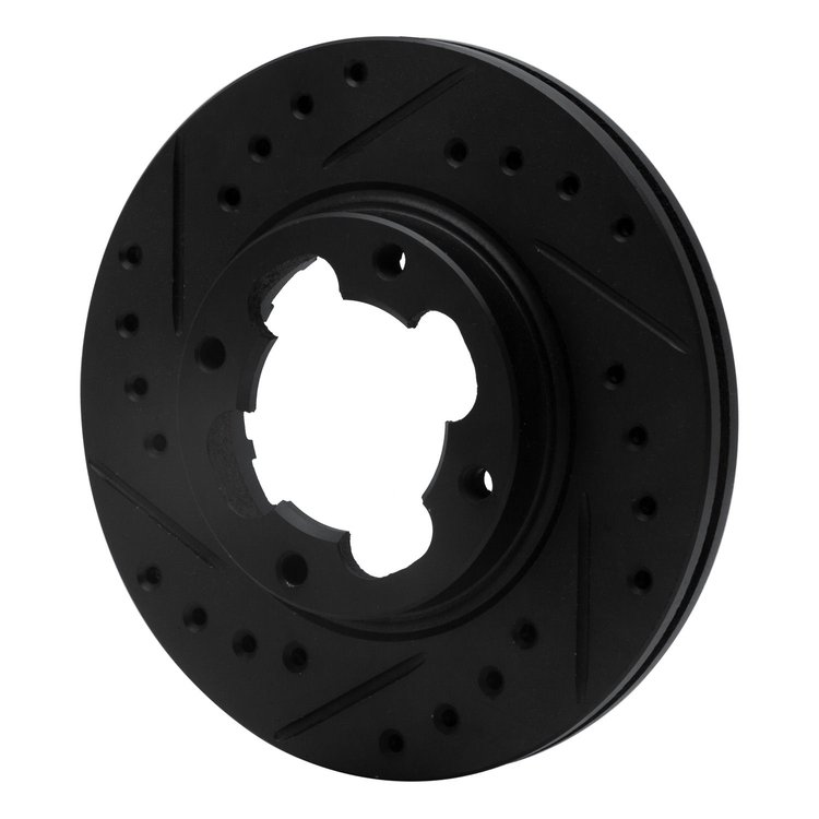 E-Line Drilled & Slotted Black Brake Rotor, 1987-1994 Subaru, Position: Front Left